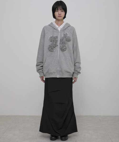 FLAREUP（フレアアップ）の「Ruffle Zip Hoodie (FL-193_Gray