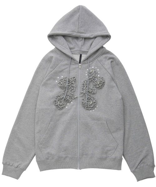 ブレアフェス 2026 ジップアップパーカー FLAREUP（フレアアップ）の「Ruffle Zip Hoodie (FL-193_Gray