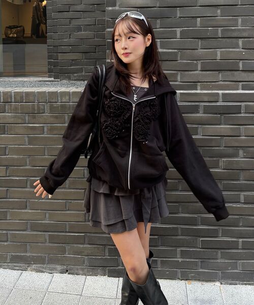 FLAREUP（フレアアップ）の「Ruffle Zip Hoodie (FL-193_Gray 
