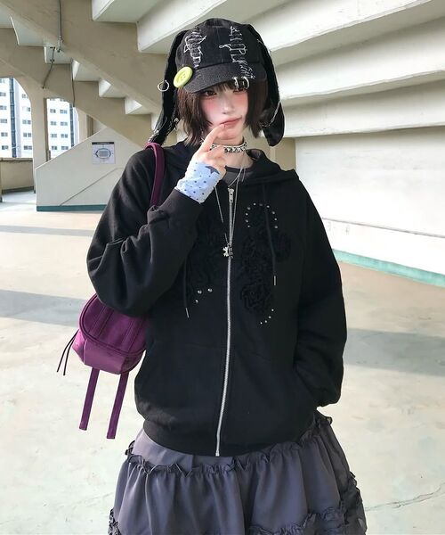 FLAREUP（フレアアップ）の「Ruffle Zip Hoodie (FL-193_Gray