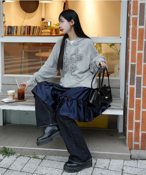 FLAREUP（フレアアップ）の「Ruffle Zip Hoodie (FL-193_Gray