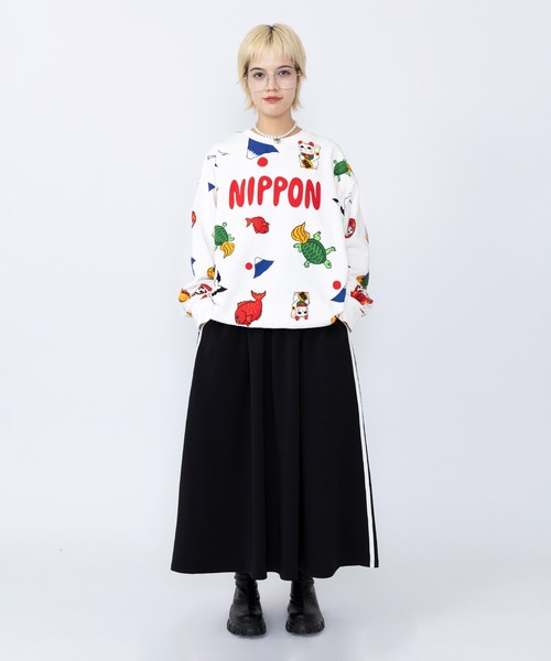 PUNYUS（プニュズ）の「ジャージロングスカート（スカート・レディース・グリーン/レッド/ブラック・1/2/3/4/5）」の5枚目の写真