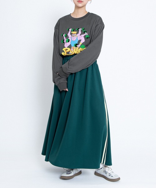 PUNYUS(プニュズ)の「ジャージロングスカート(スカート・レディース・グリーン/レッド/ブラック・1/2/3/4/5)」の5枚目の写真