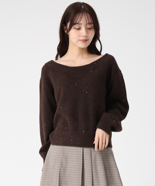 31 Sons de mode（トランテアン　ソン　ドゥ　モード）の「2025秋冬新作 ベロア肩リボンふわふわニット（ニット/セーター・レディース・ブルー/アイボリー/ブラウン/レッド・ﾌﾘ-）」の20枚目の写真
