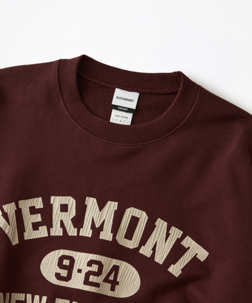 OUTSTANDING(アウトスタンディング)の「V.S.C SWEAT(VERMONT)_WINE(スウェット・レディース・その他・SMALL/MEDIUM/LARGE/X-SMALL)」の3枚目の写真