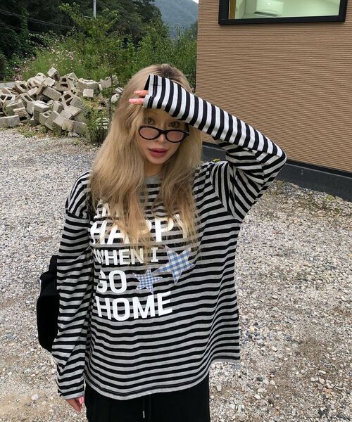 WaiKei(ワイケイ)の「I AM HAPPY ロングスリーブ Tシャツ ホワイト(Tシャツ/カットソー・レディース・その他・1/2)」の8枚目の写真