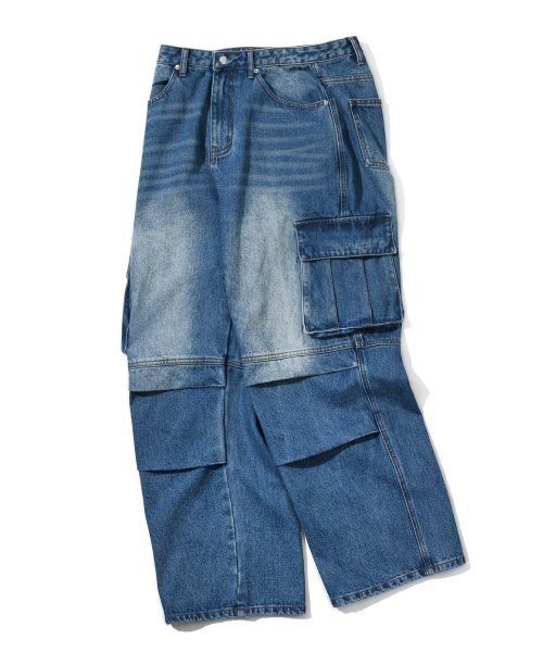 TRILLION(トリリオン)の「パラシュートカーゴリベットデニムパンツ (ミドルブルー)(デニムパンツ・レディース・その他・X-LARGE/SMALL/MEDIUM/LARGE)」の4枚目の写真
