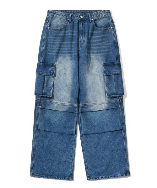 TRILLION(トリリオン)の「パラシュートカーゴリベットデニムパンツ (ミドルブルー)(デニムパンツ・レディース・その他・X-LARGE/SMALL/MEDIUM/LARGE)」の5枚目の写真