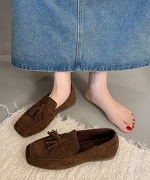 モカシンシューズ パンプス ローファー 歩きやすい フラット ローヒール レディース フリンジ タッセル