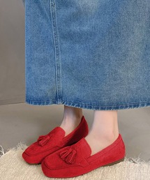 モカシンシューズ パンプス ローファー 歩きやすい フラット ローヒール レディース フリンジ タッセル