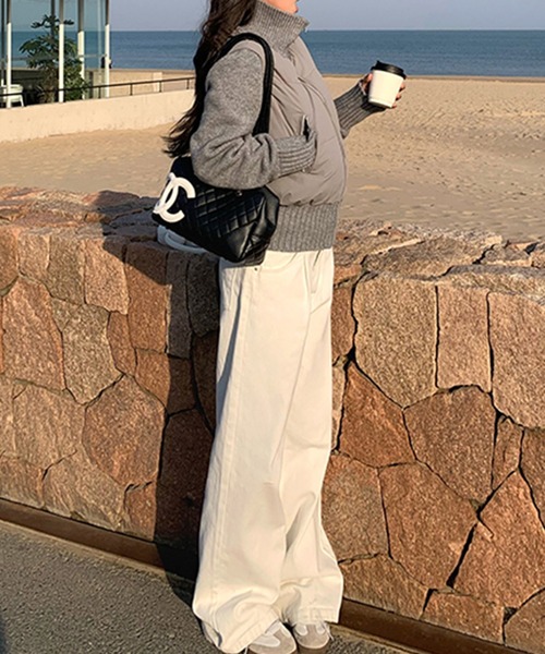 Doula Doula（ドゥーラドゥーラ）の「ニット切り替え中綿ブルゾン（ダウンジャケット/コート・レディース・ピンク/ブラウン/ブラック/オフホワイト/グレー・M/L）」の8枚目の写真