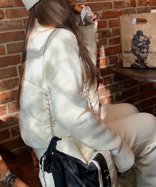 Doula Doula（ドゥーラドゥーラ）の「ニット切り替え中綿ブルゾン（ダウンジャケット/コート・レディース・ピンク/ブラウン/ブラック/オフホワイト/グレー・M/L）」の15枚目の写真