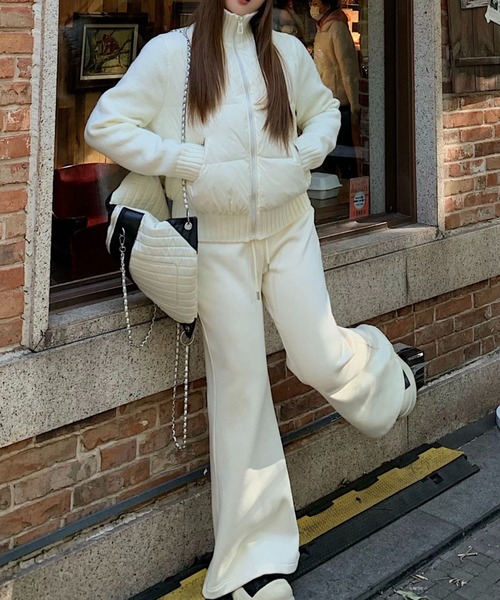 Doula Doula（ドゥーラドゥーラ）の「ニット切り替え中綿ブルゾン（ダウンジャケット/コート・レディース・ピンク/ブラウン/ブラック/オフホワイト/グレー・M/L）」の19枚目の写真