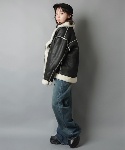 定価21万ALL SAINTS 希少（M）S！ムートンジャケット美品 ゆるダボ甘辛MIX☆ボアムートンジャケット（ムートンコート）｜SPINNS