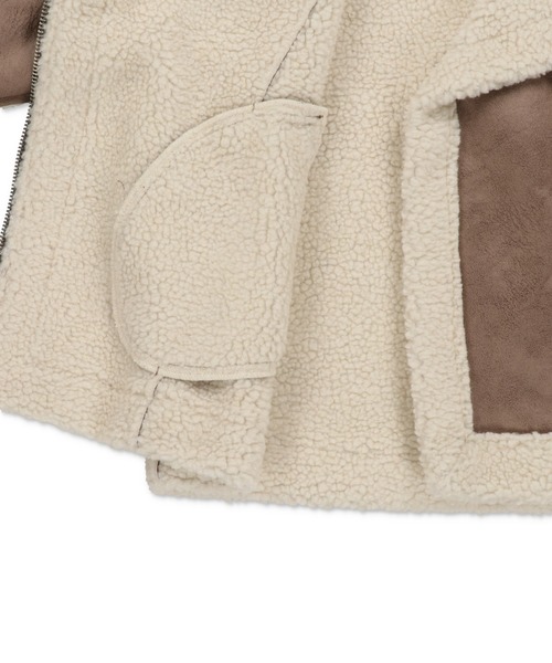 SPINNS（スピンズ）の「ゆるダボ甘辛MIX★ボアムートンジャケット（ムートンコート・レディース・ブラウン系その他/ブラック系その他/ベージュ系その他・ONESIZE）」の9枚目の写真