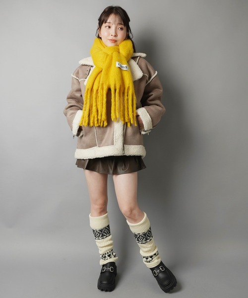 セール】ゆるダボ甘辛MIX☆ボアムートンジャケット（ムートンコート