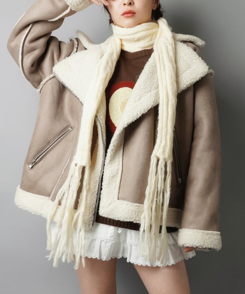 SPINNS（スピンズ）の「ゆるダボ甘辛MIX★ボアムートンジャケット（ムートンコート・レディース・ブラウン系その他/ブラック系その他/ベージュ系その他・ONESIZE）」の18枚目の写真