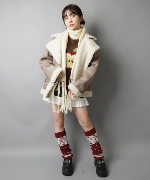 SPINNS（スピンズ）の「ゆるダボ甘辛MIX★ボアムートンジャケット（ムートンコート・レディース・ブラウン系その他/ブラック系その他/ベージュ系その他・ONESIZE）」の20枚目の写真