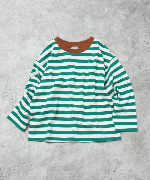 DILASH（ディラッシュ）の「ボーダー長袖ドルマンTシャツ（Tシャツ/カットソー・キッズ・パープル/グリーン/ブルー・120/110/100/90/130）」の2枚目の写真