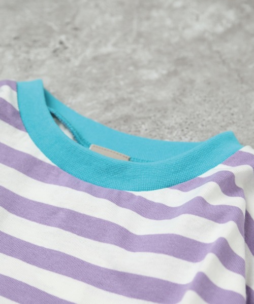 DILASH（ディラッシュ）の「ボーダー長袖ドルマンTシャツ（Tシャツ/カットソー・キッズ・パープル/グリーン/ブルー・120/110/100/90/130）」の5枚目の写真