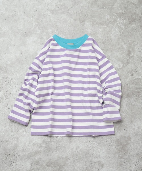 DILASH（ディラッシュ）の「ボーダー長袖ドルマンTシャツ（Tシャツ/カットソー・キッズ・パープル/グリーン/ブルー・120/110/100/90/130）」の20枚目の写真