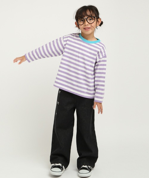 DILASH（ディラッシュ）の「ボーダー長袖ドルマンTシャツ（Tシャツ/カットソー・キッズ・パープル/グリーン/ブルー・120/110/100/90/130）」の13枚目の写真