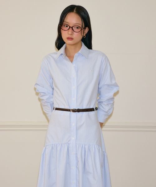 SALON DE YOHN（サロンドヨーン）の「Flare Long Shirt  Dress_ Blue Stripe（ワンピース・レディース・その他・SMALL/MEDIUM）」の3枚目の写真