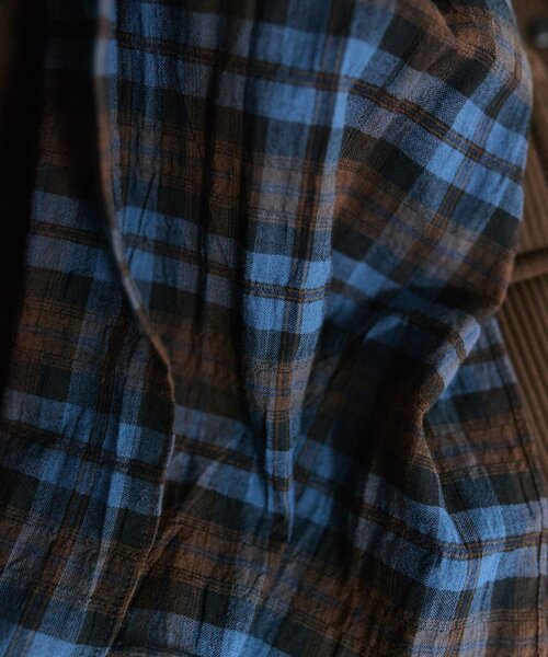 ear PAPILLONNER（イアパピヨネ）の「コットンタータンチェックストール（ストール/ショール・レディース・ネイビー・FREE）」の10枚目の写真