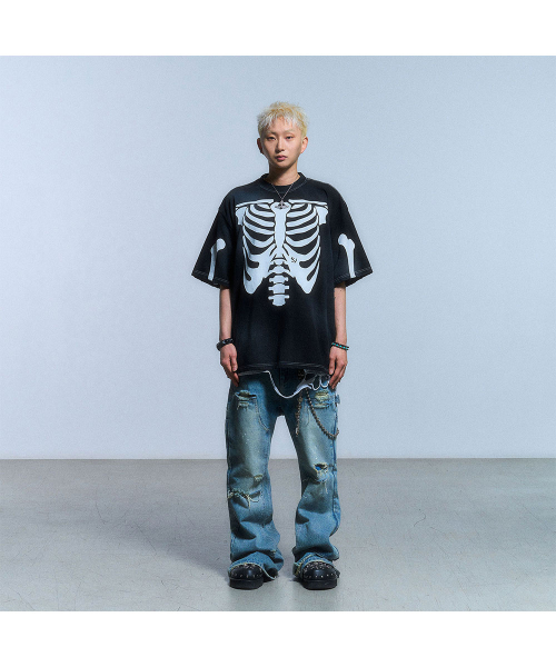 SCHISM INDUCING(スキズムインデューシング)の「RIB CAGE T SHIRT_BLACK(Tシャツ/カットソー・レディース・その他・MEDIUM/LARGE)」の4枚目の写真