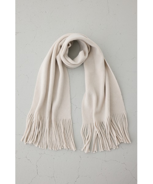 AZUL by moussy（アズールバイマウジー）の「ソフトタッチニットフリンジストール（マフラー・レディース・アイボリー/チャコールグレー/ミント/ピンク・FREE）」の8枚目の写真