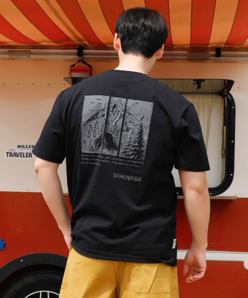 BEARHOUSE(ベアハウス)の「コマ(Coma) キャンピングT_BK(Tシャツ/カットソー・メンズ・その他・SMALL/LARGE/X-LARGE)」の1枚目の写真