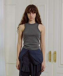 ESSENTIAL RIBBED TANK TOP, CHARCOAL