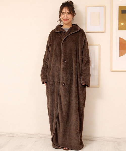 jiggys shop(ジギーズショップ)の「着る毛布 モコボアルームコート あったかルームウェア(ルームウェア/パジャマ・メンズ・ネイビー/ブラウン/ブラック/チャコールグレー/アイボリー・FREE)」の17枚目の写真