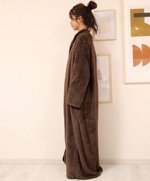jiggys shop(ジギーズショップ)の「着る毛布 モコボアルームコート あったかルームウェア(ルームウェア/パジャマ・メンズ・ネイビー/ブラウン/ブラック/チャコールグレー/アイボリー・FREE)」の16枚目の写真