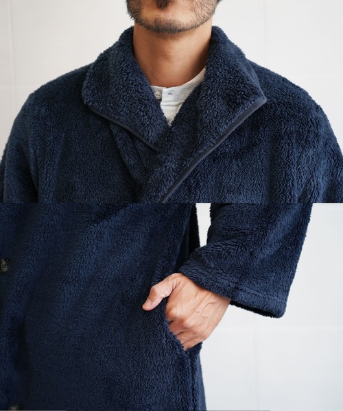 jiggys shop(ジギーズショップ)の「着る毛布 モコボアルームコート あったかルームウェア(ルームウェア/パジャマ・メンズ・ネイビー/ブラウン/ブラック/チャコールグレー/アイボリー・FREE)」の13枚目の写真