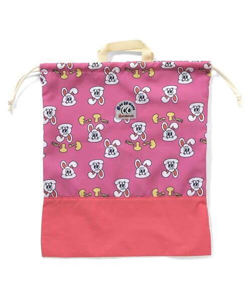 BREEZE（ブリーズ）の「one by more　巾着(L)（ポーチ・キッズ・オフホワイト/ピンク/グリーン・LARGE）」の3枚目の写真