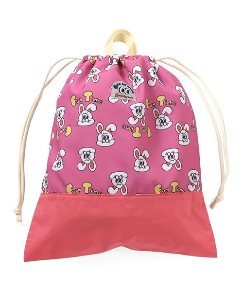 BREEZE（ブリーズ）の「one by more　巾着(L)（ポーチ・キッズ・オフホワイト/ピンク/グリーン・LARGE）」の4枚目の写真