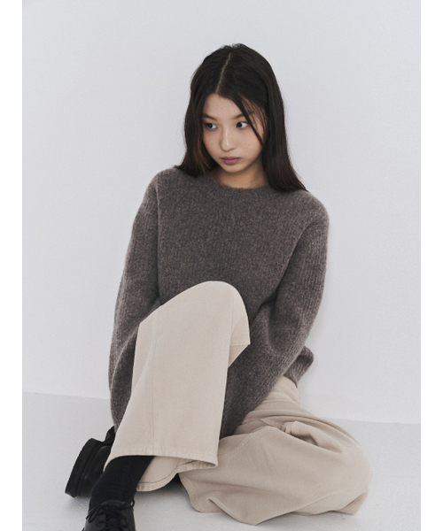 POKER FACE（ポーカーフェイス）の「(W)COMFORT ROUND NECK KINT OATMEAL（ニット/セーター・レディース・オートミール・46）」の2枚目の写真