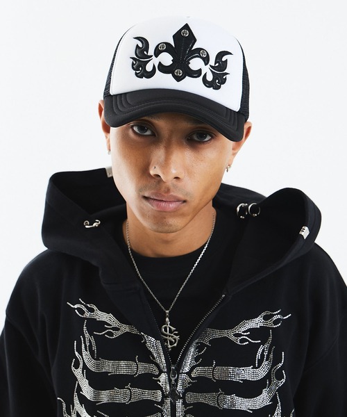 SUPPLIER(サプライヤー)の「ジップフーディ|Fire Skeleton Rhinestone Zip Hoodie|SUPPLIER(パーカー・メンズ・グレー/ブラック・LARGE/MEDIUM/X-LARGE/SMALL)」の4枚目の写真