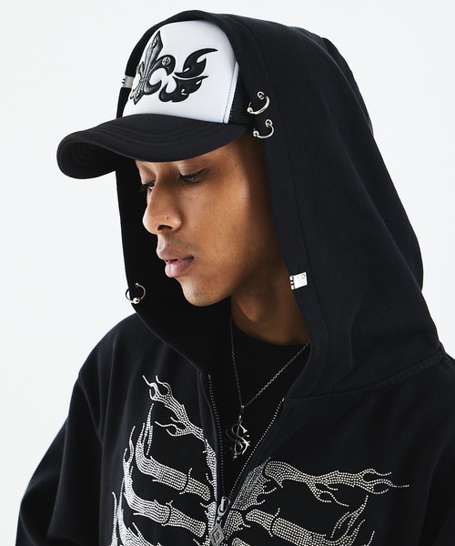 SUPPLIER(サプライヤー)の「ジップフーディ|Fire Skeleton Rhinestone Zip Hoodie|SUPPLIER(パーカー・メンズ・グレー/ブラック・LARGE/MEDIUM/X-LARGE/SMALL)」の5枚目の写真