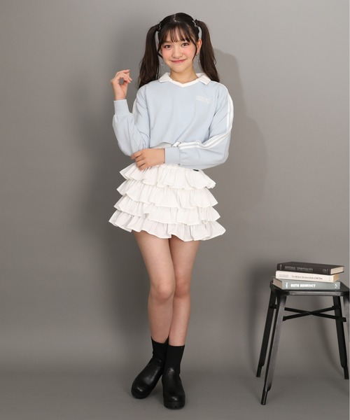 PINKHUNT(ピンクハント)の「PINKHUNT ティアード フリルミニスカート 1228K(スカート・キッズ・ブルー/ホワイト・120cm/130cm/140cm/150cm/160cm)」の22枚目の写真