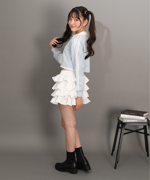 PINKHUNT(ピンクハント)の「PINKHUNT ティアード フリルミニスカート 1228K(スカート・キッズ・ブルー/ホワイト・120cm/130cm/140cm/150cm/160cm)」の4枚目の写真