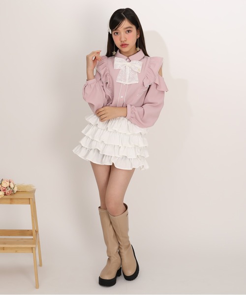 PINKHUNT(ピンクハント)の「PINKHUNT ティアード フリルミニスカート 1228K(スカート・キッズ・ブルー/ホワイト・120cm/130cm/140cm/150cm/160cm)」の11枚目の写真