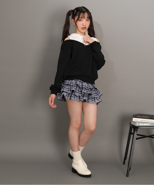 PINKHUNT(ピンクハント)の「PINKHUNT ティアード フリルミニスカート 1228K(スカート・キッズ・ブルー/ホワイト・120cm/130cm/140cm/150cm/160cm)」の18枚目の写真