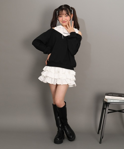 PINKHUNT(ピンクハント)の「PINKHUNT ティアード フリルミニスカート 1228K(スカート・キッズ・ブルー/ホワイト・120cm/130cm/140cm/150cm/160cm)」の12枚目の写真