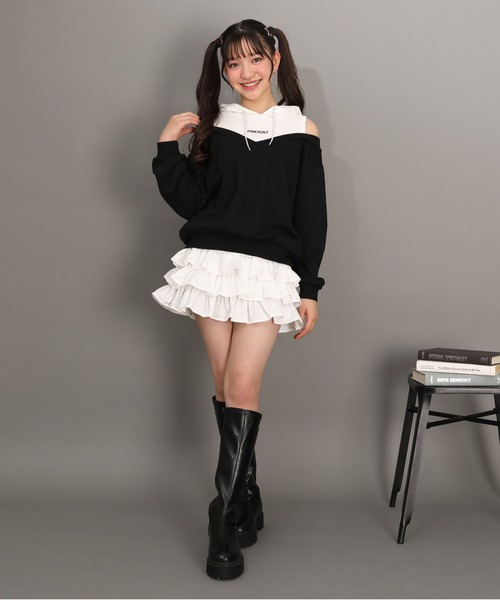PINKHUNT(ピンクハント)の「PINKHUNT ティアード フリルミニスカート 1228K(スカート・キッズ・ブルー/ホワイト・120cm/130cm/140cm/150cm/160cm)」の14枚目の写真
