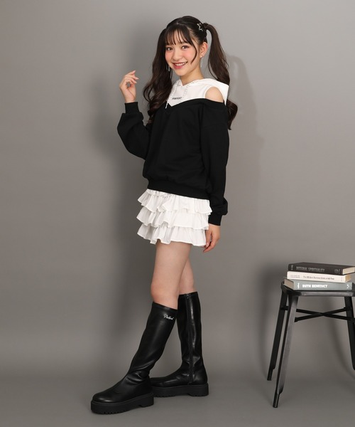 PINKHUNT(ピンクハント)の「PINKHUNT ティアード フリルミニスカート 1228K(スカート・キッズ・ブルー/ホワイト・120cm/130cm/140cm/150cm/160cm)」の15枚目の写真