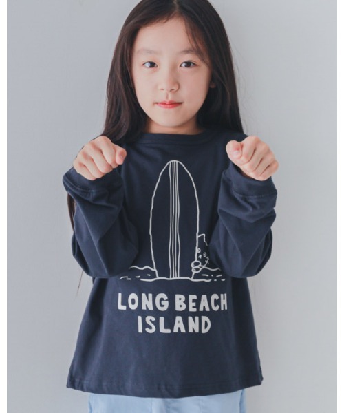 2nd（セカンド）の「ジーンズベーセカンド LONG BEACHロングＴシャツ（Tシャツ/カットソー・キッズ・アイボリー/ネイビー・110cm/120cm/130cm/140cm/150cm/160cm）」の2枚目の写真