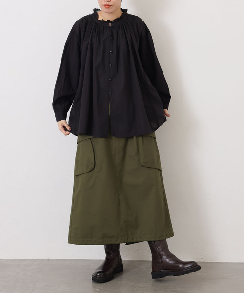 JOURNAL STANDARD LUXE（ジャーナルスタンダード　ラックス）の「【SOIL】CAMBRIC WITH LACE GATHERED SMOCK（シャツ/ブラウス・レディース・ブラック/ホワイト・2）」の3枚目の写真