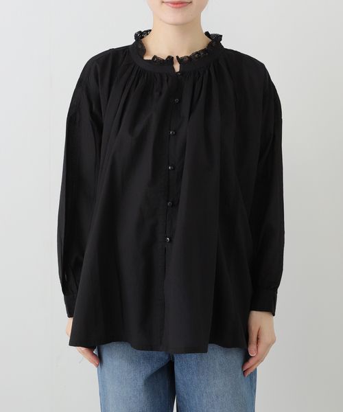 JOURNAL STANDARD LUXE（ジャーナルスタンダード　ラックス）の「【SOIL】CAMBRIC WITH LACE GATHERED SMOCK（シャツ/ブラウス・レディース・ブラック/ホワイト・2）」の21枚目の写真